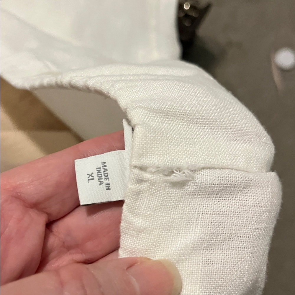 XL GUC White Linen Pure Jill Pants 23” Inseam Elastic Waist w/front pockets - Picture 6 of 6